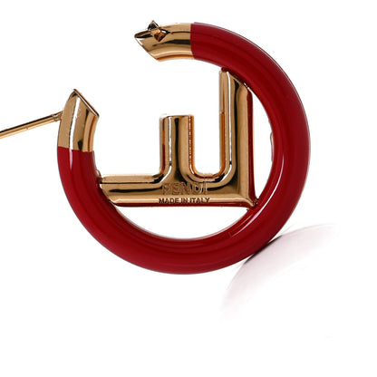 Fendi Metal F is Fendi Enamel Hoop Earring Red Gold 5 of 6