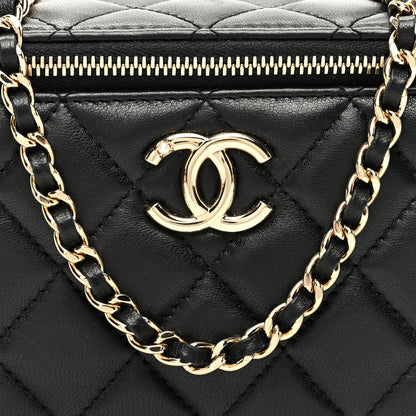Chanel Lambskin Quilted Small Pearl Top Handle Vanity Case With Chain Black 8 of 10