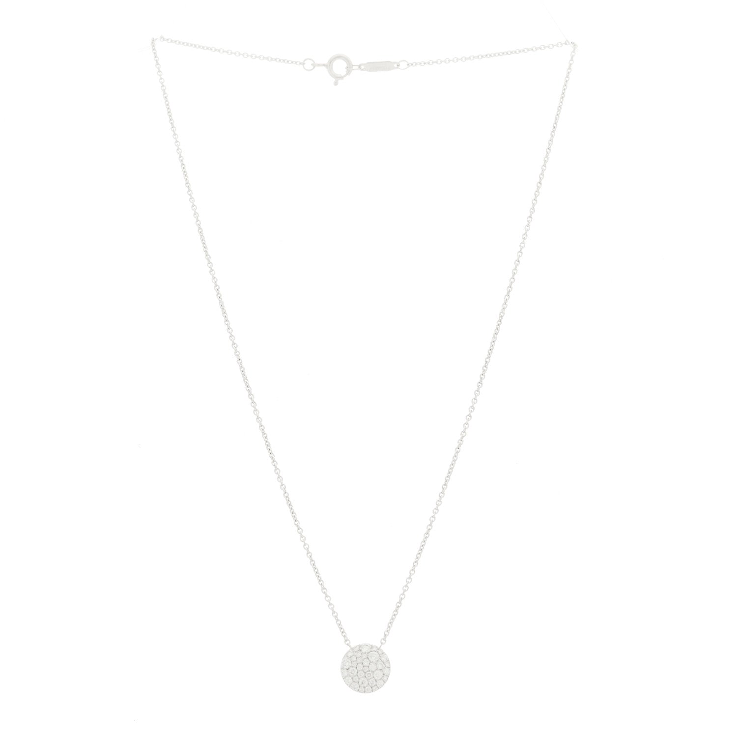 Tiffany 18K White Gold Diamond Round Pave Pendant Necklace 3 of 5