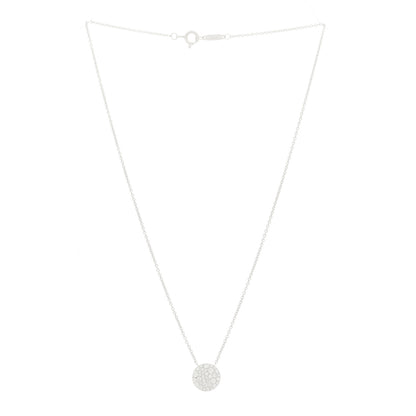 Tiffany 18K White Gold Diamond Round Pave Pendant Necklace 3 of 5