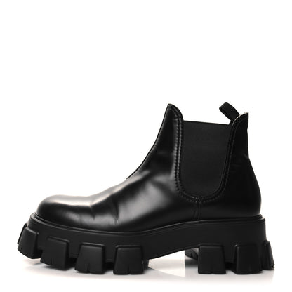 Prada Spazzolato Rois Mens Monolith Chelsea 55mm Ankle Boots 9 Black 1 of 9