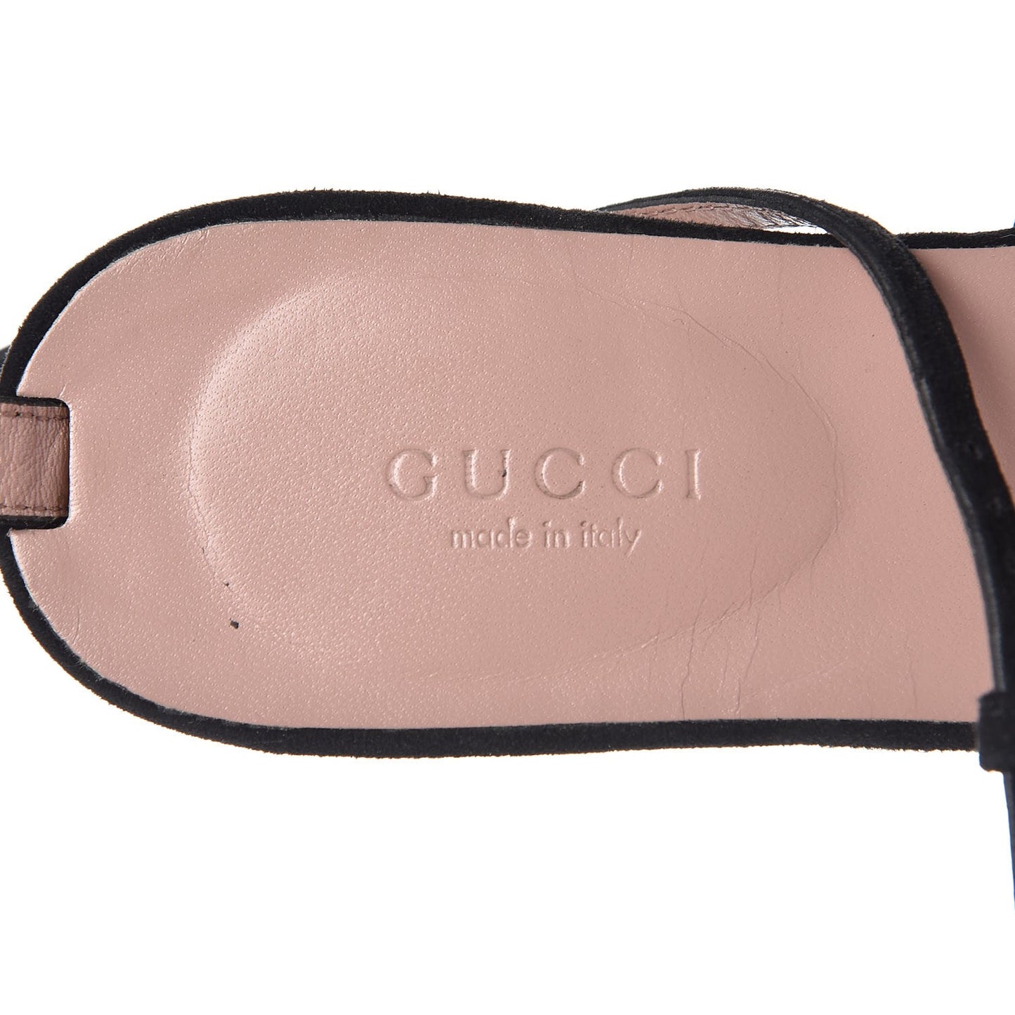 Suede Crystal GG Thong Sandals 36 Black