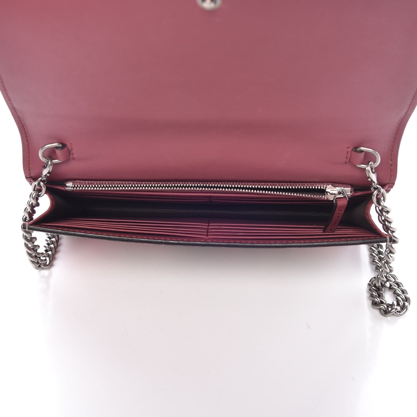 GG Supreme Monogram Blooms Chain Wallet Beige Multicolor Dry Rose