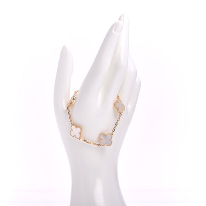 Van Cleef & Arpels 18K Yellow Gold Mother of Pearl 5 Motifs Vintage Alhambra Bracelet 2 of 5