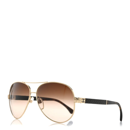 Chanel Lambskin Quilted CC 4195-Q Sunglasses Gold 1 of 7