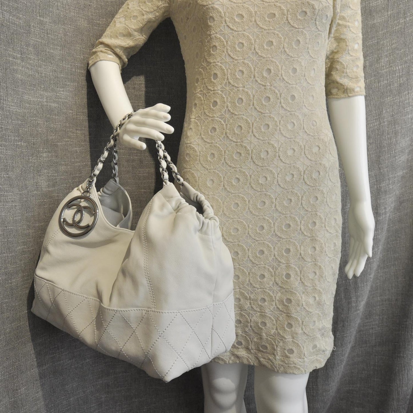 Leather Baby Coco Cabas White