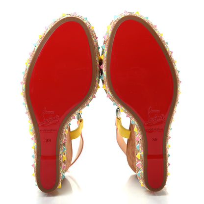 Christian Louboutin Veau Velours Pyraclou 110 Wedge Sandals 39 Biscotto 5 of 8