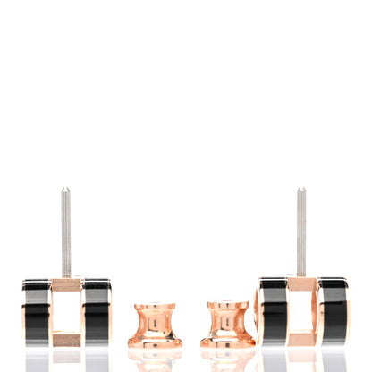 Hermes Rose Gold Lacquered Pop H Earrings Black 3 of 5