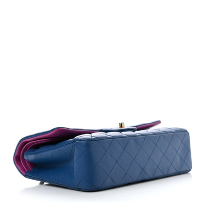 Chanel Lambskin Quilted Medium Double Flap Blue Pink 4 of 11