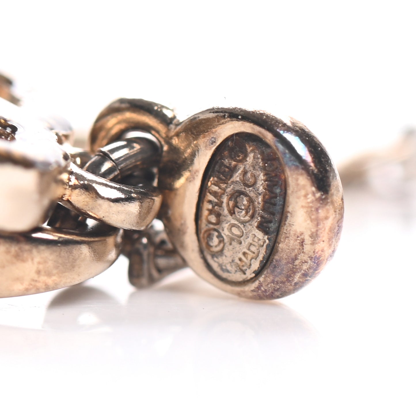 Crystal Enamel CC Charms Necklace Gold