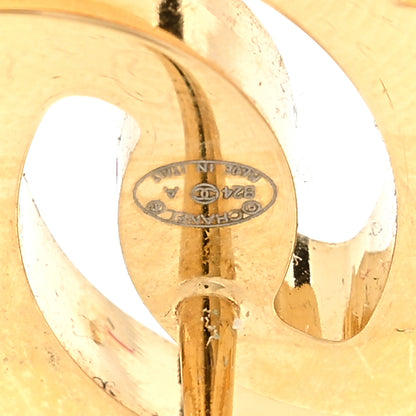Chanel Metal Enamel CC Earrings Gold White 4 of 4