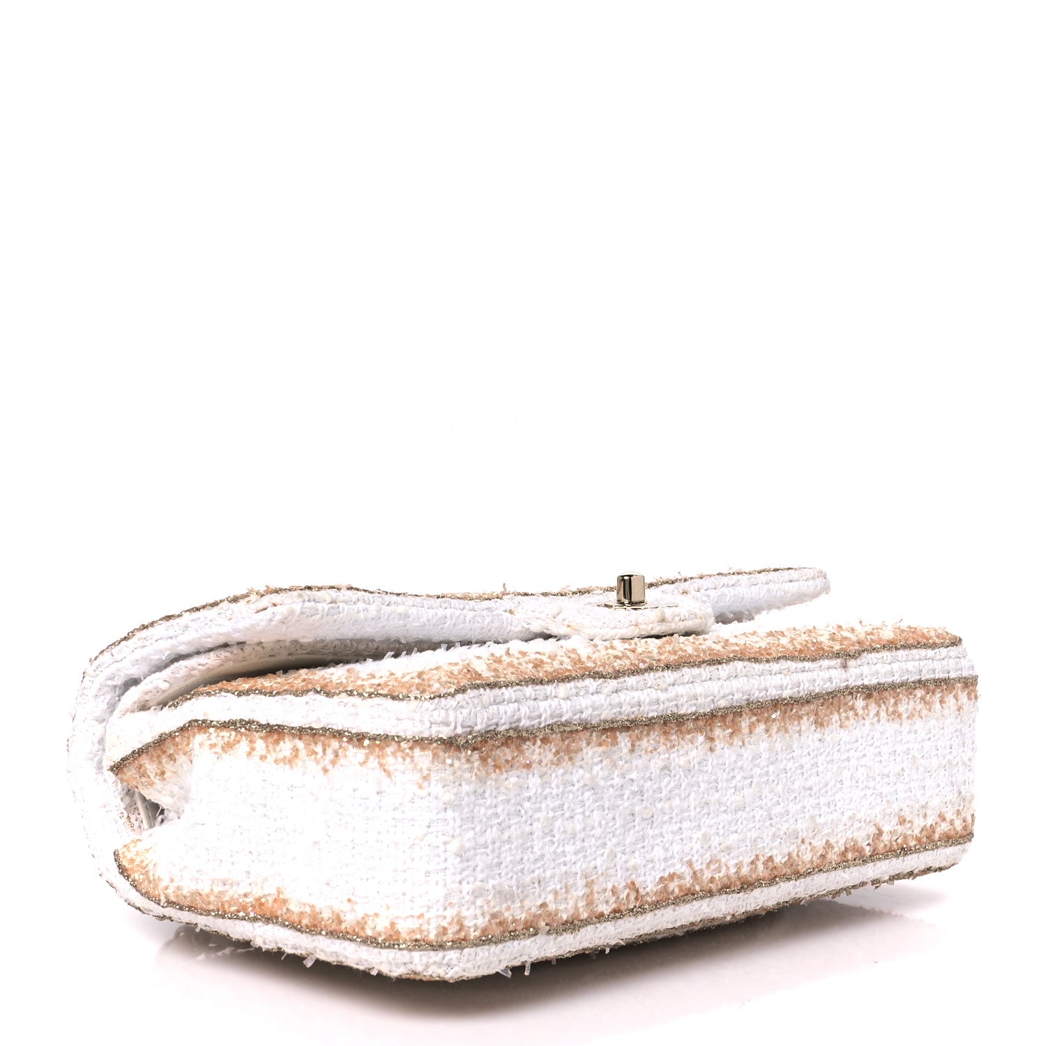 Chanel Metallic Tweed Medium Double Flap White Gold 4 of 11