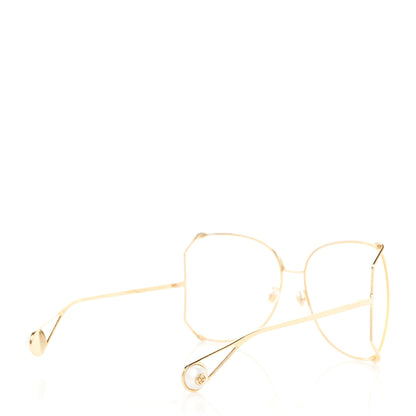 Gucci Metal Oversized Round Sunglasses GG0252S Gold 4 of 8