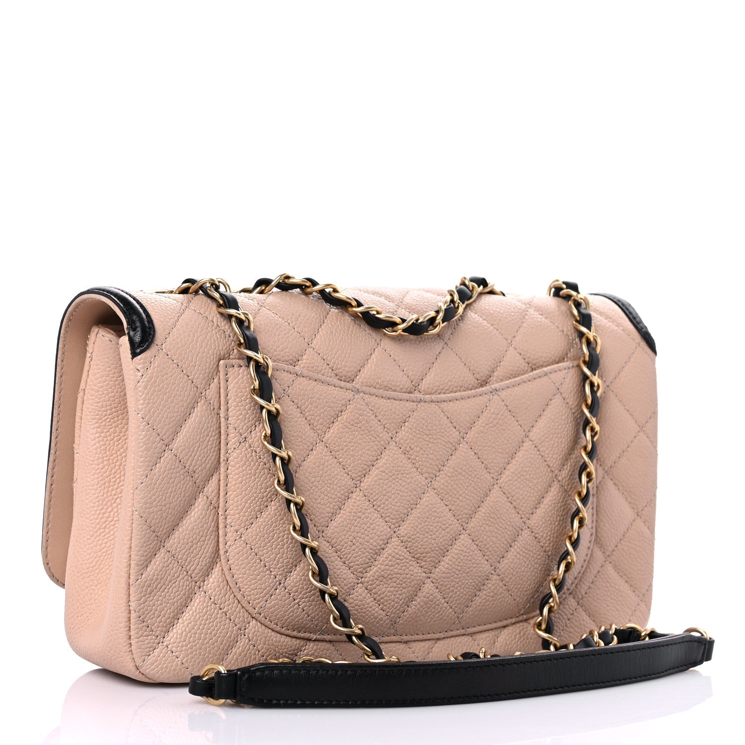 Chanel Caviar Quilted Medium CC Filigree Flap Beige Black 3 of 15