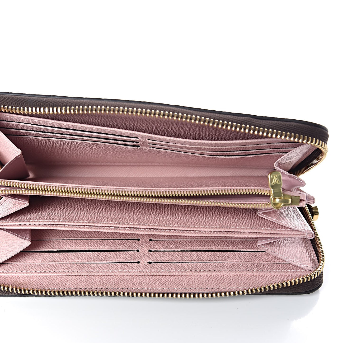Damier Ebene Zippy Wallet Rose Ballerine