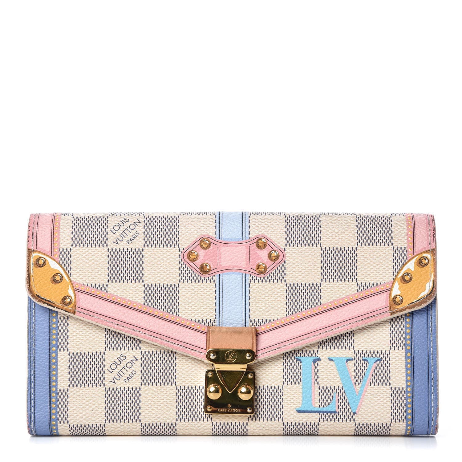Louis Vuitton Damier Azur Summer Trunks Sarah Wallet NM 1 of 12