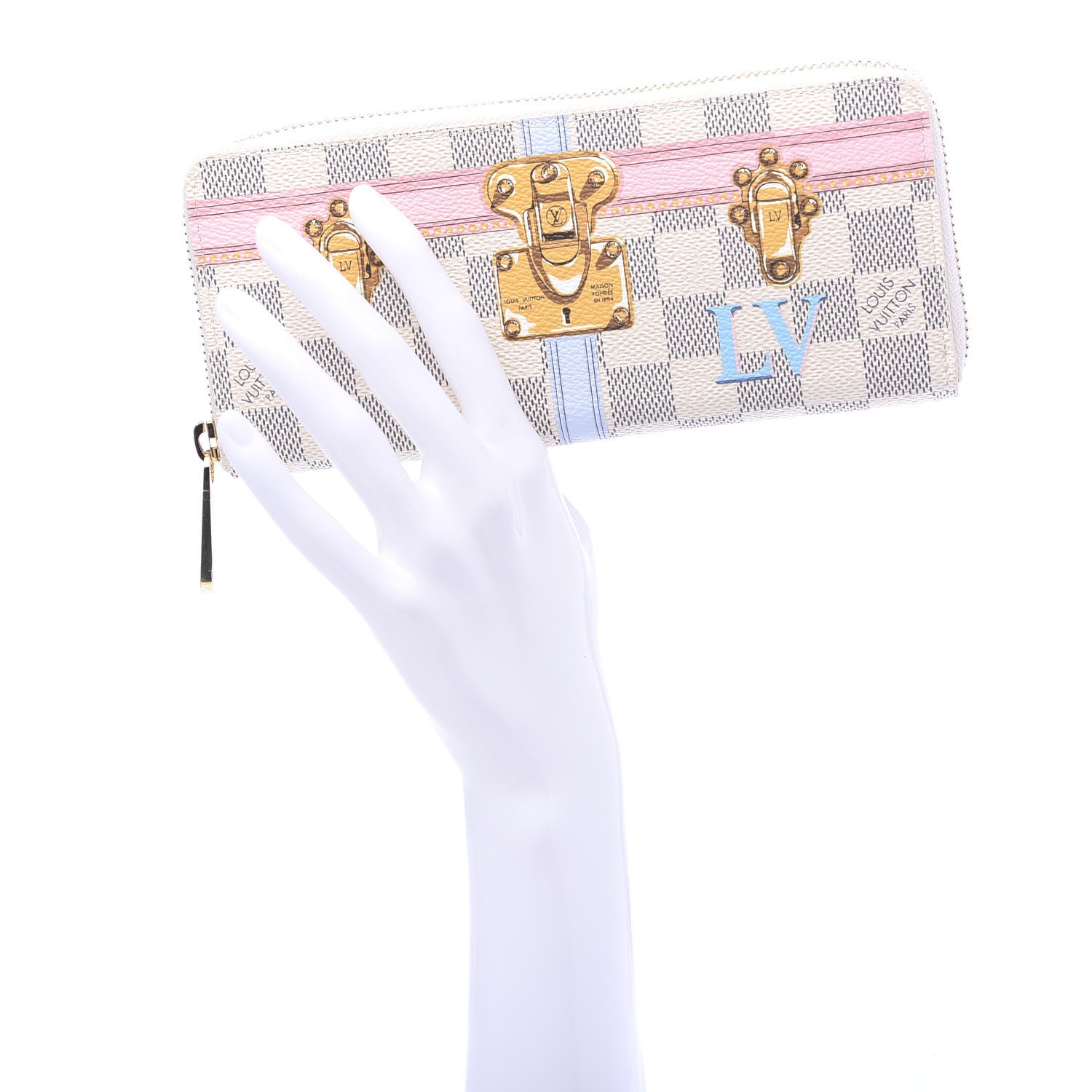 Louis Vuitton Damier Azur Summer Trunks Clemence Wallet 2 of 10