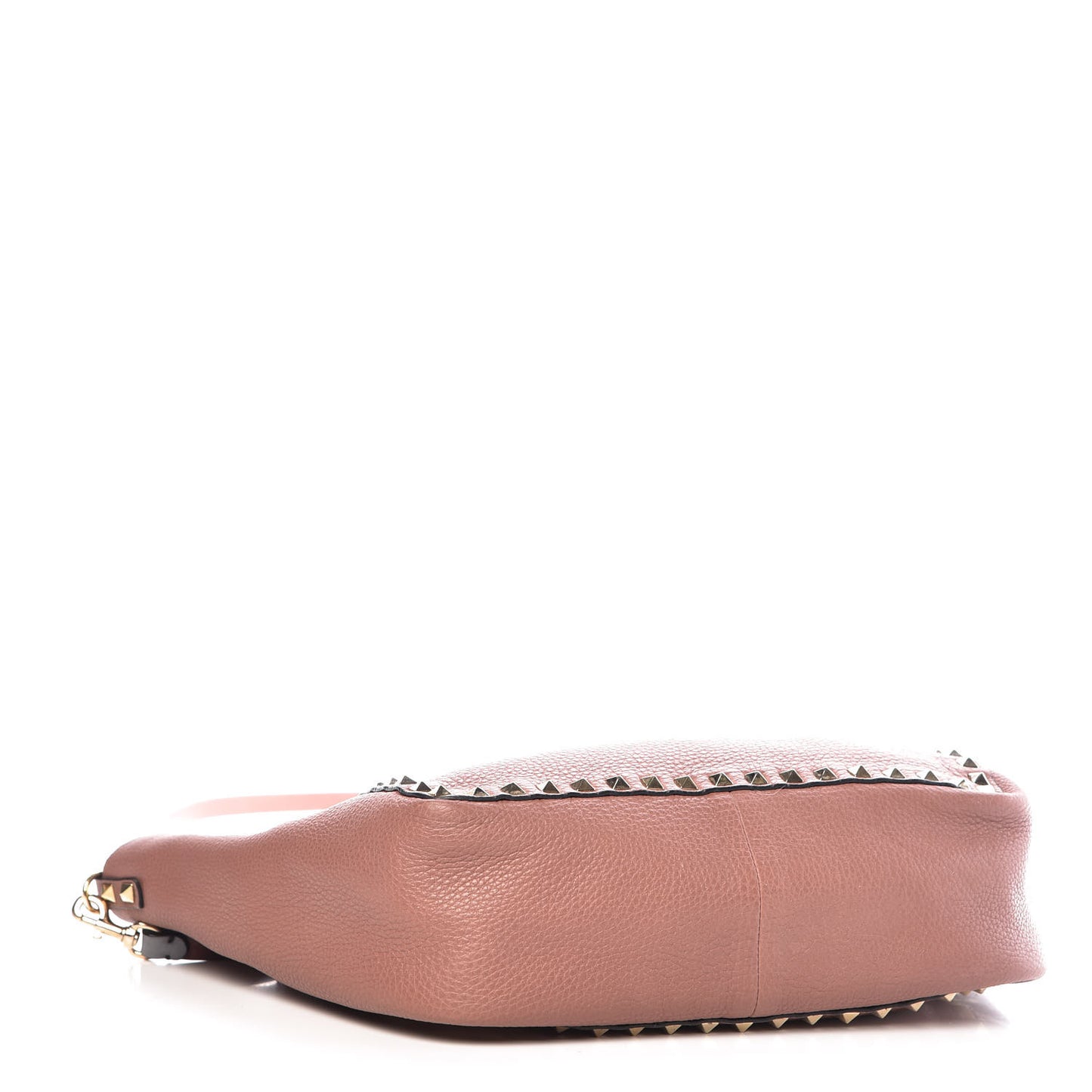 Grained Calfskin Small Rockstud Reversible Tote Grey Dark Rose