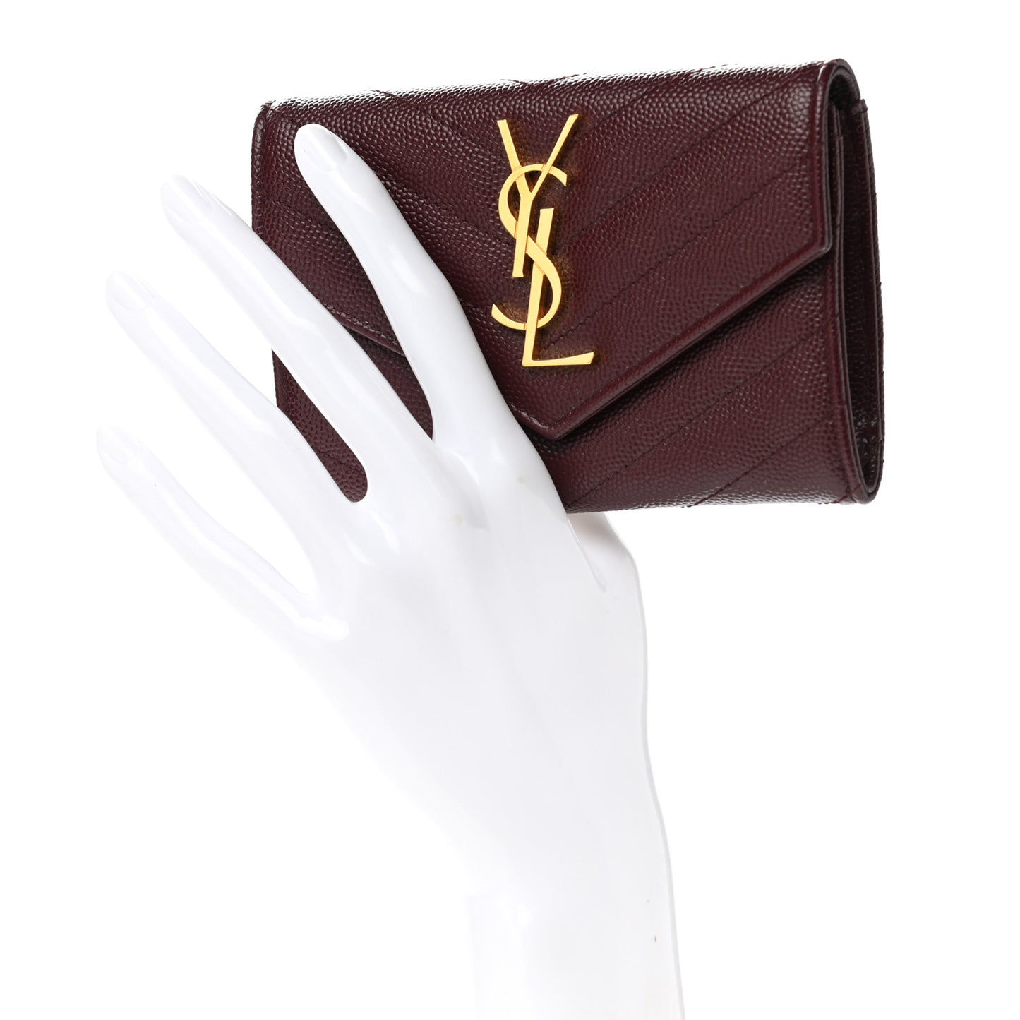 Grain De Poudre Matelasse Chevron Small Monogram Envelope Wallet Bordeaux