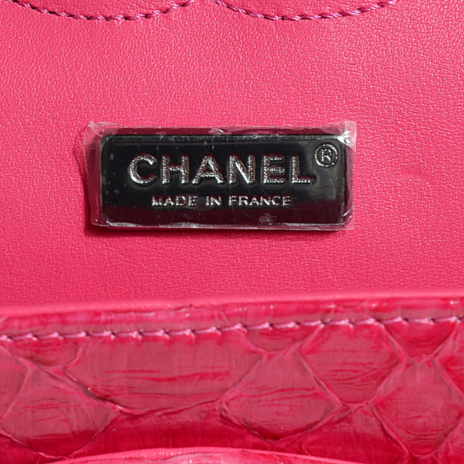 Chanel Python Medium Double Flap Dark Pink 8 of 10