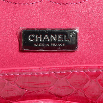 Chanel Python Medium Double Flap Dark Pink 8 of 10