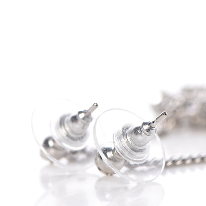 Chanel Baguette Crystal CC Drop Earrings Silver 3 of 4
