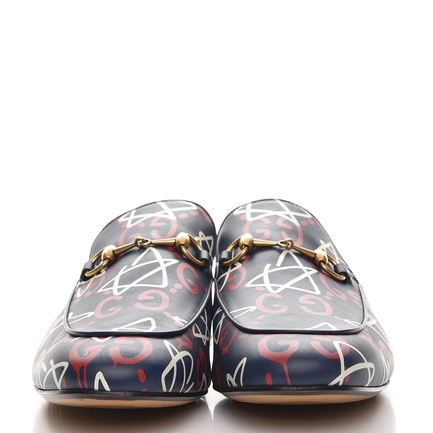 Calfskin GucciGhost Print Mens Princetown Slippers 12 Blue Agata Hibiscus Red