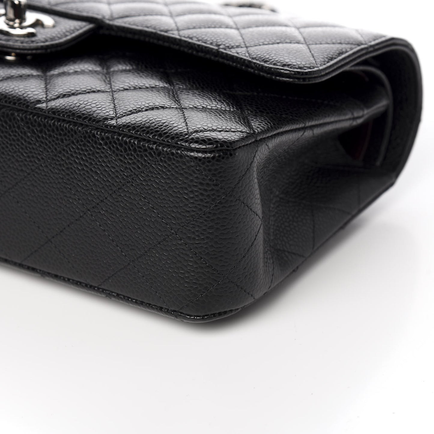 Caviar Quilted Medium Double Flap Black