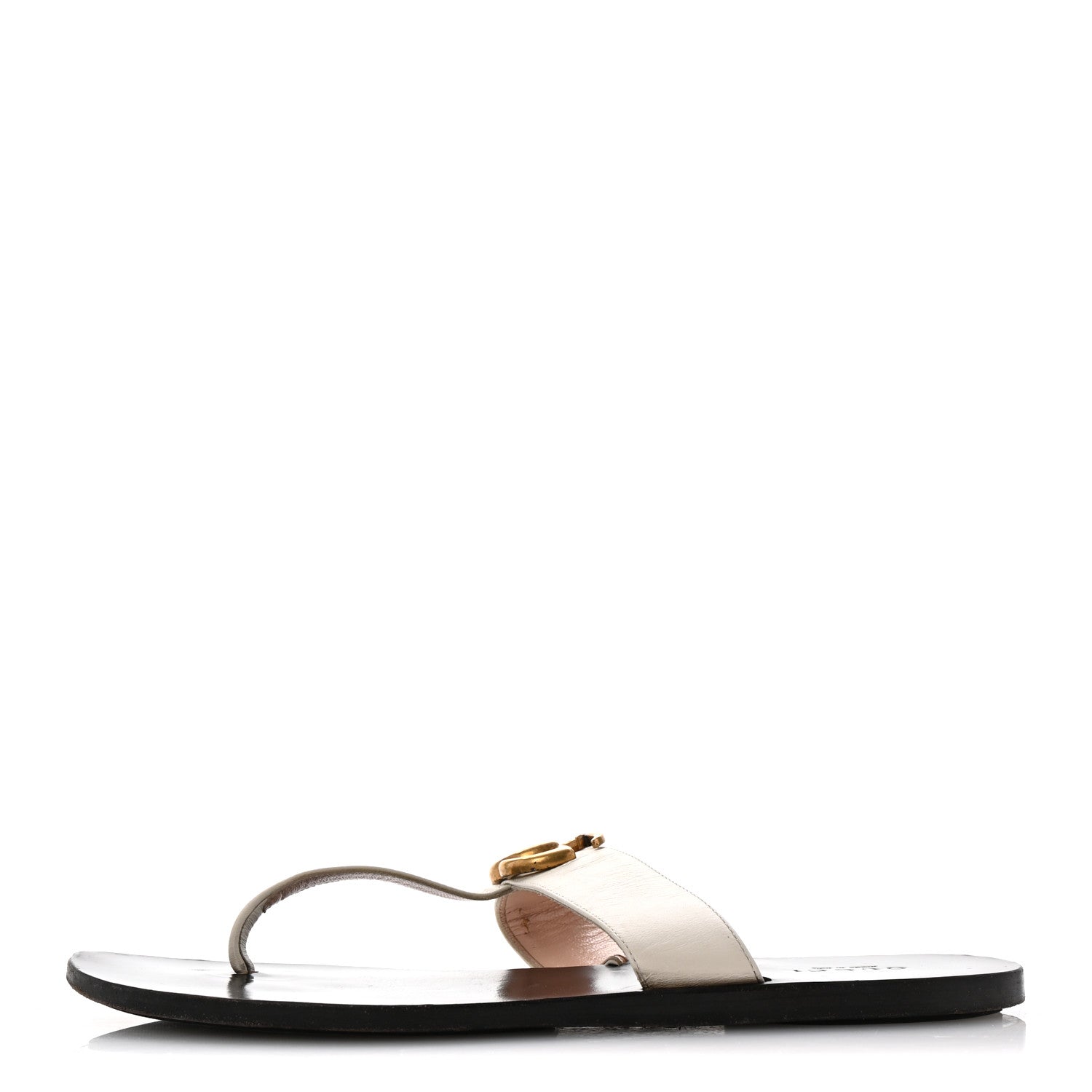 Gucci Calfskin GG Marmont Thong Sandals 38 Mystic White 1 of 10