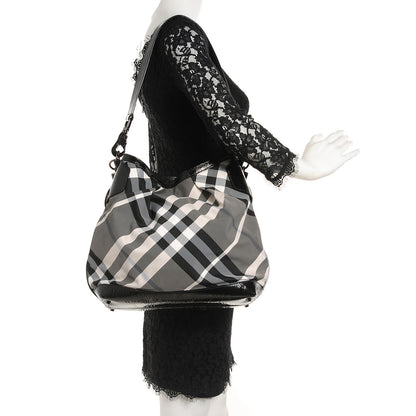 Burberry Nylon Beat Check Hobo Black 2 of 10