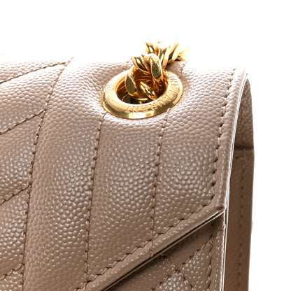 Saint Laurent Grain De Poudre Mixed Matelasse Large Triquilt Monogram Satchel Dark Beige 13 of 14