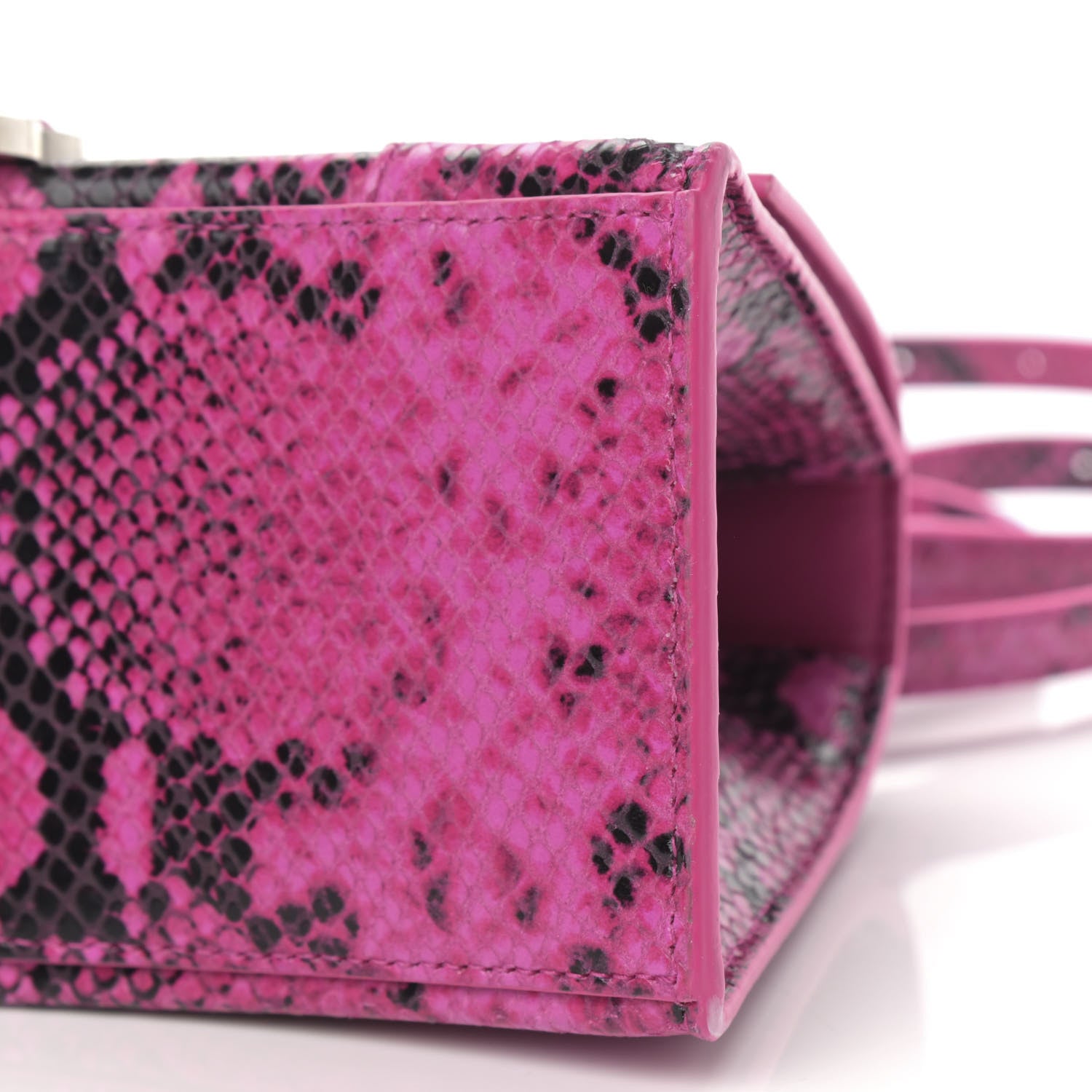 Balenciaga Shiny Calfskin Python Effect Small Hourglass Top Handle Bag Fuchsia Black 10 of 12