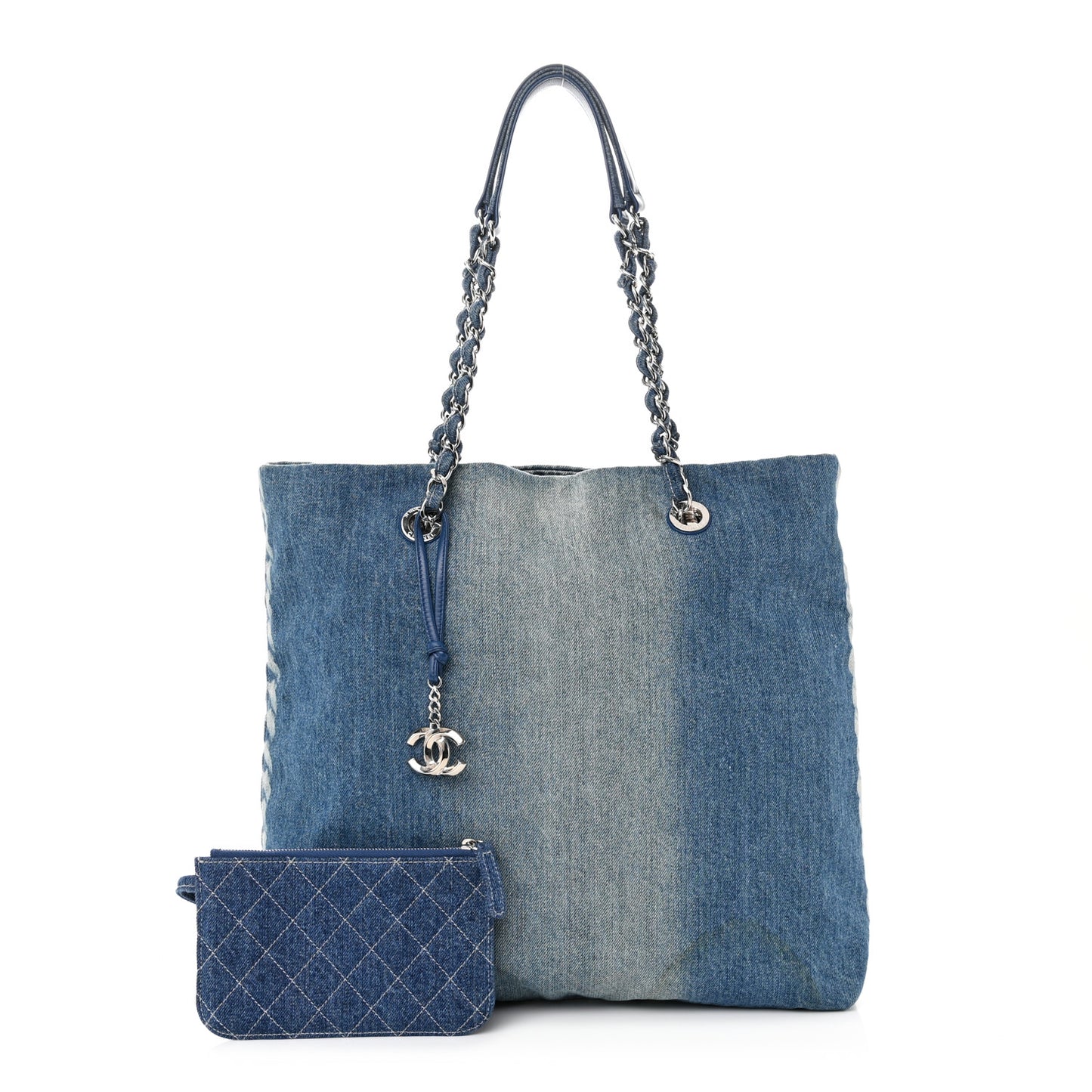 Denim Printed Shopping Bag Blue