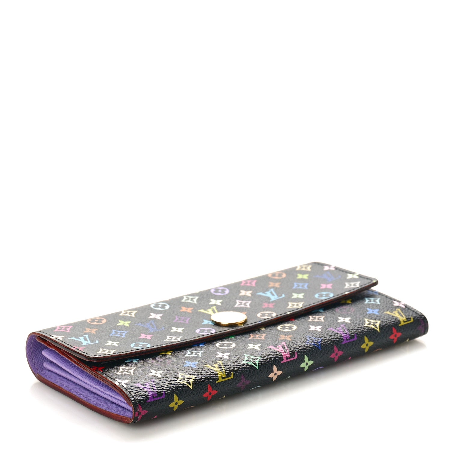 Louis Vuitton Monogram Multicolor Sarah Wallet Black Violet 4 of 9