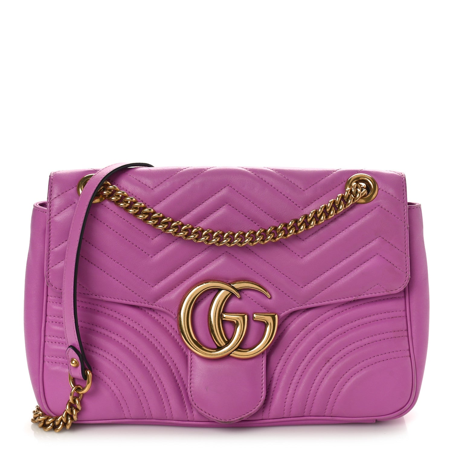 Gucci Calfskin Matelasse Medium GG Marmont Shoulder Bag Candy Mousse 1 of 9