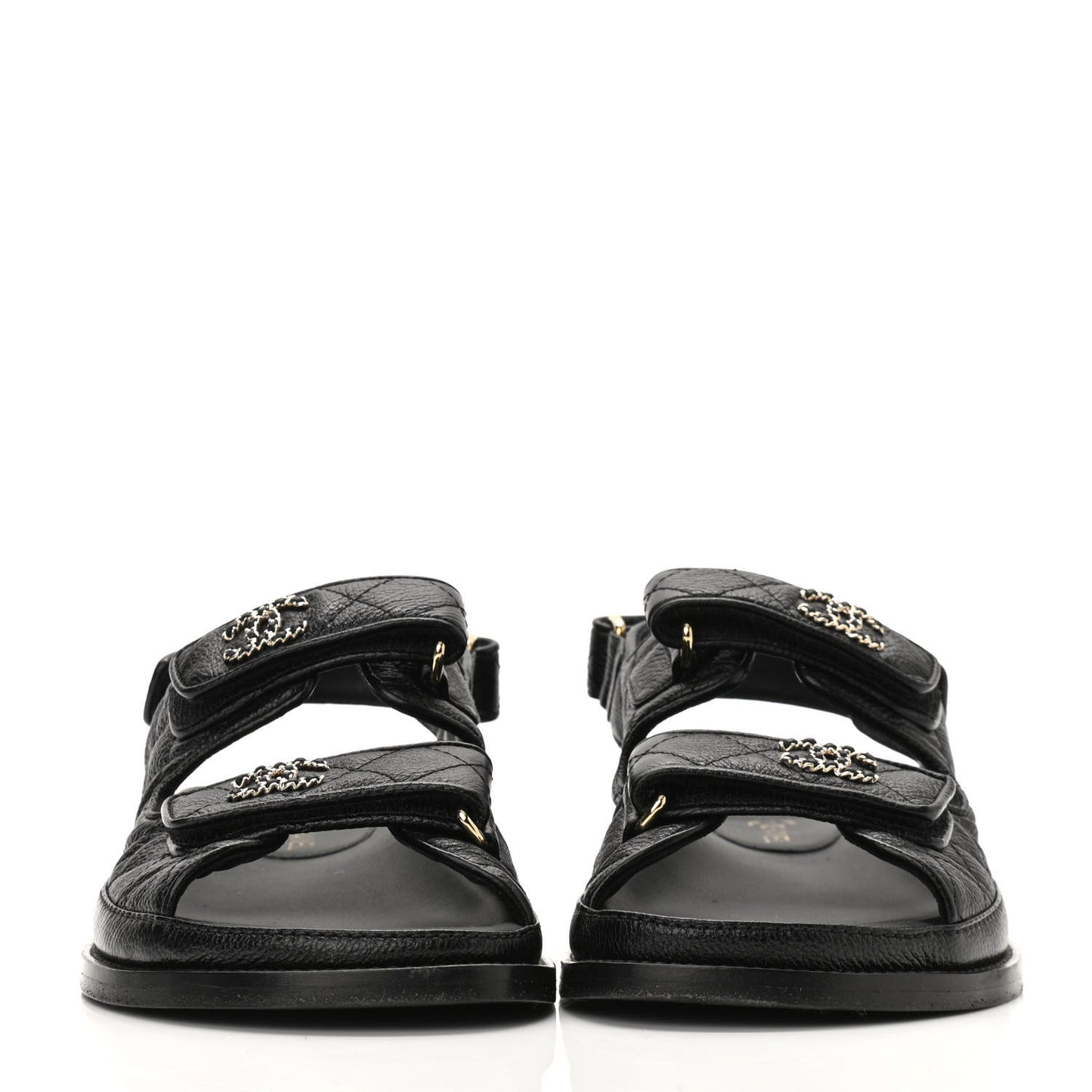 Grained Calfskin Velcro Dad Sandals 36.5 Black