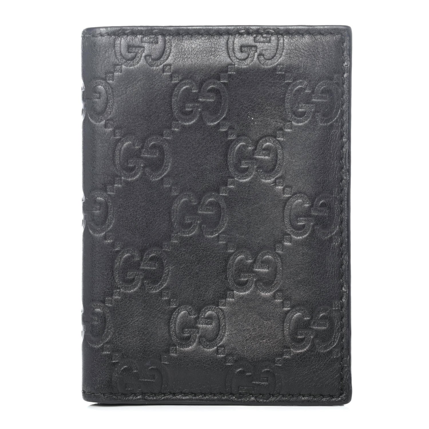 Gucci Guccissima Margaux Calfskin Avel Train Pass Card Case Black 1 of 4