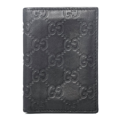 Gucci Guccissima Margaux Calfskin Avel Train Pass Card Case Black 1 of 4