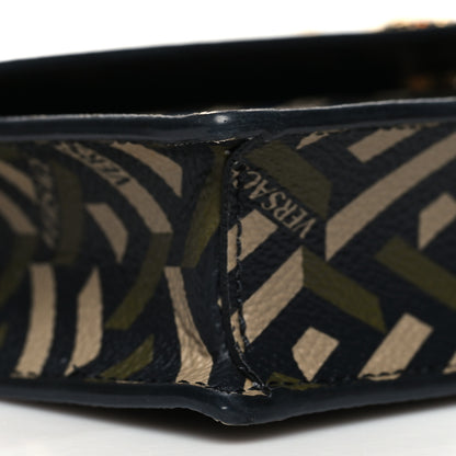 Versace Coated Canvas Virtus La Greca Signature Shoulder Bag Black Khaki 9 of 11