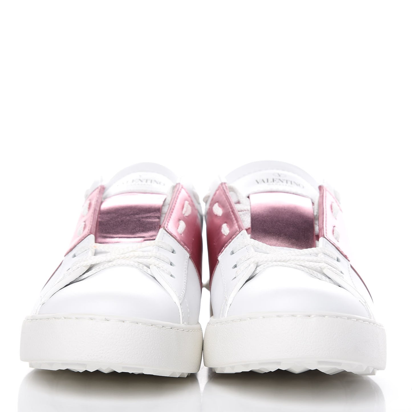 Calfskin Womens Rockstud Open Sneakers 41 White Giacinto