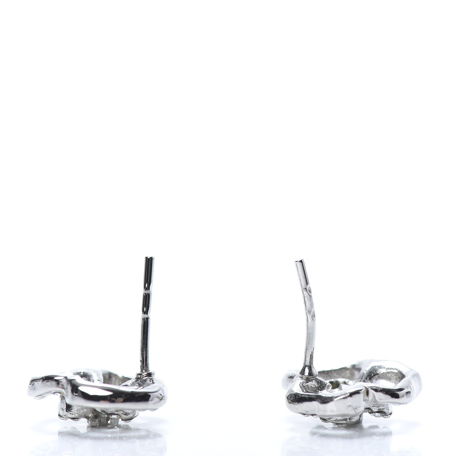Chanel Crystal CC Camellia Earrings Silver 4 of 5