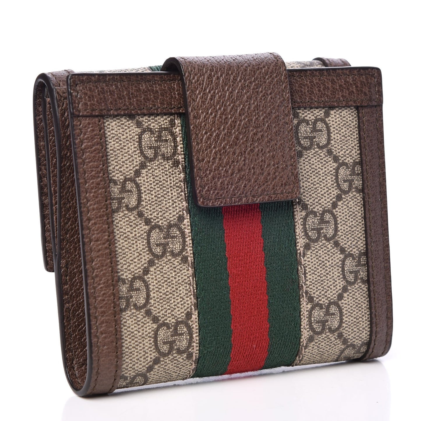 GG Supreme Monogram Web Ophidia French Flap Wallet Beige New Acero