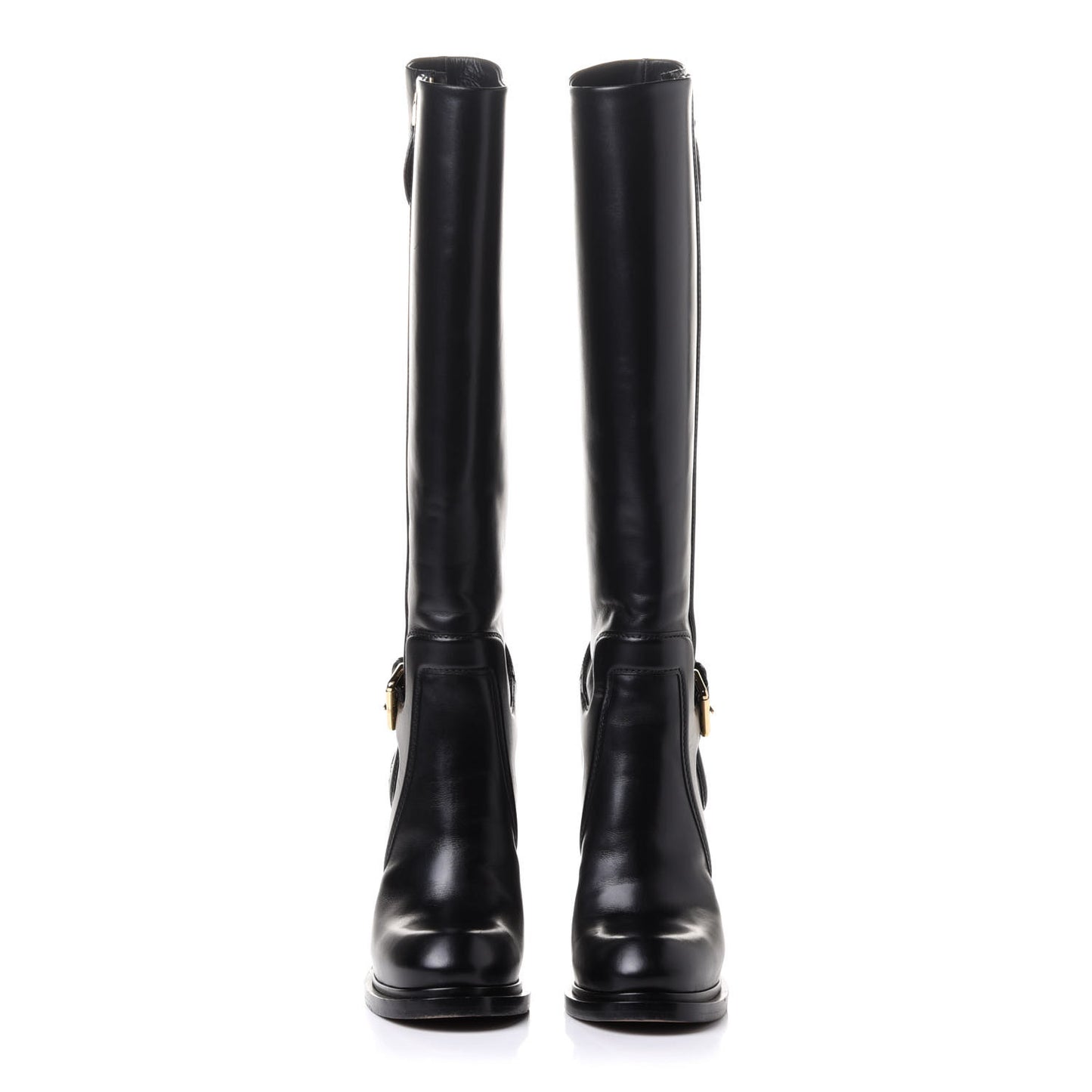 Calfskin Forefront High Boots 38 Black