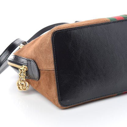 Gucci Suede Patent Web Medium Ophidia Top Handle Dome Bag Nocciola Black 8 of 9
