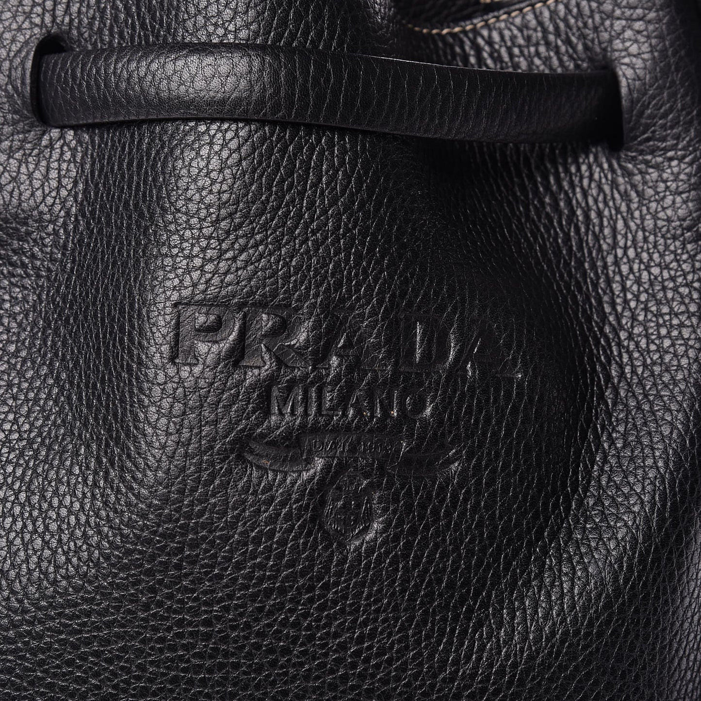 Cervo Deerskin Embossed Logo Fringe Backpack Black