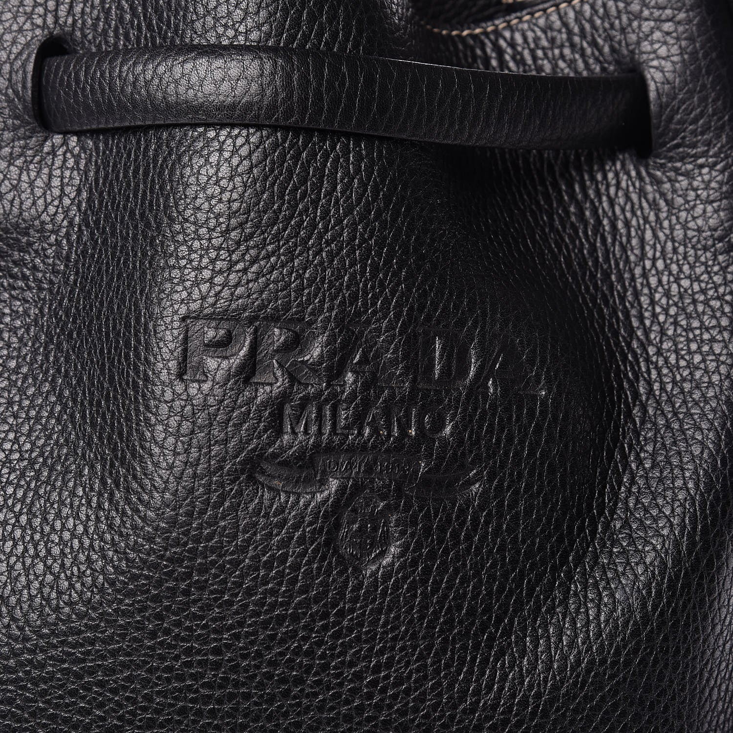 Prada Cervo Deerskin Embossed Logo Fringe Backpack Black 8 of 12