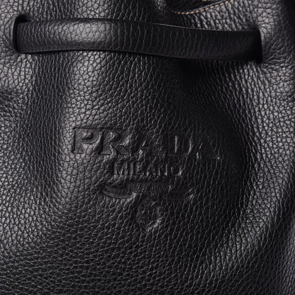 Prada Cervo Deerskin Embossed Logo Fringe Backpack Black 8 of 12
