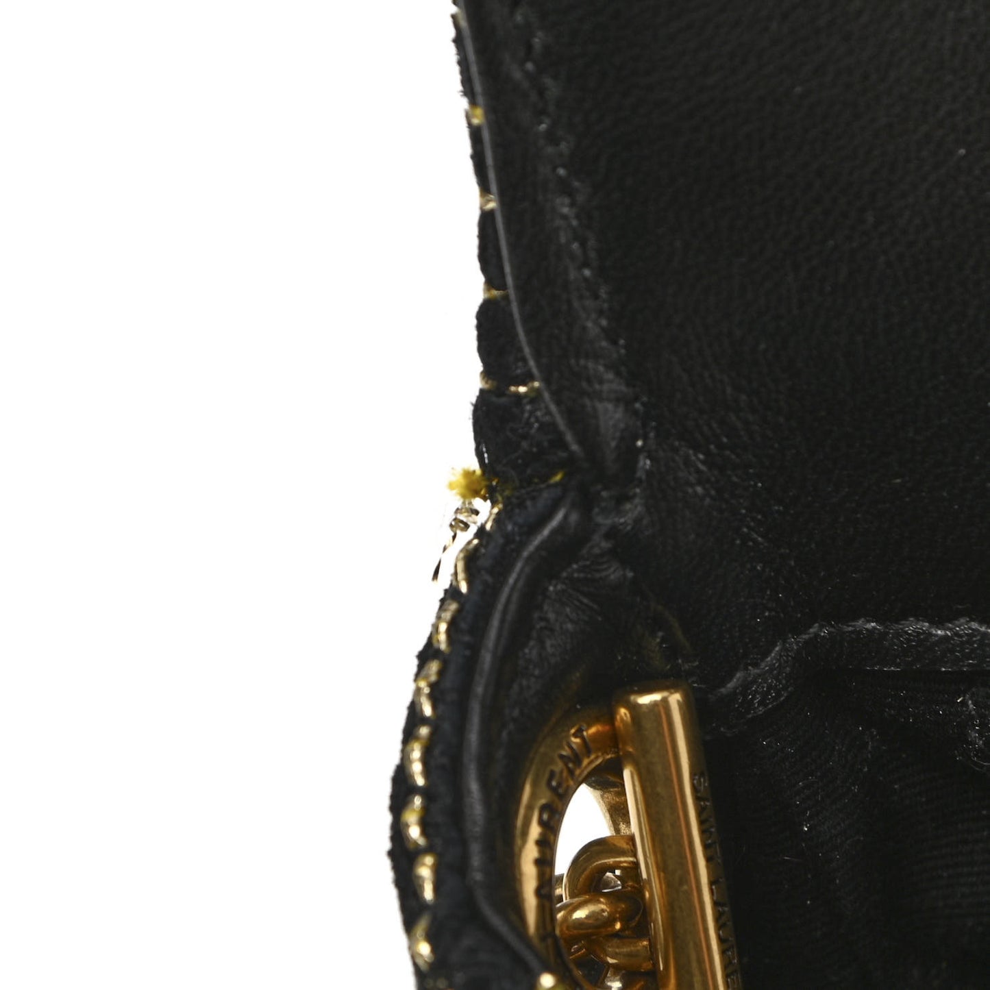 Suede Contrast Stitching Monogram Kate 99 Black