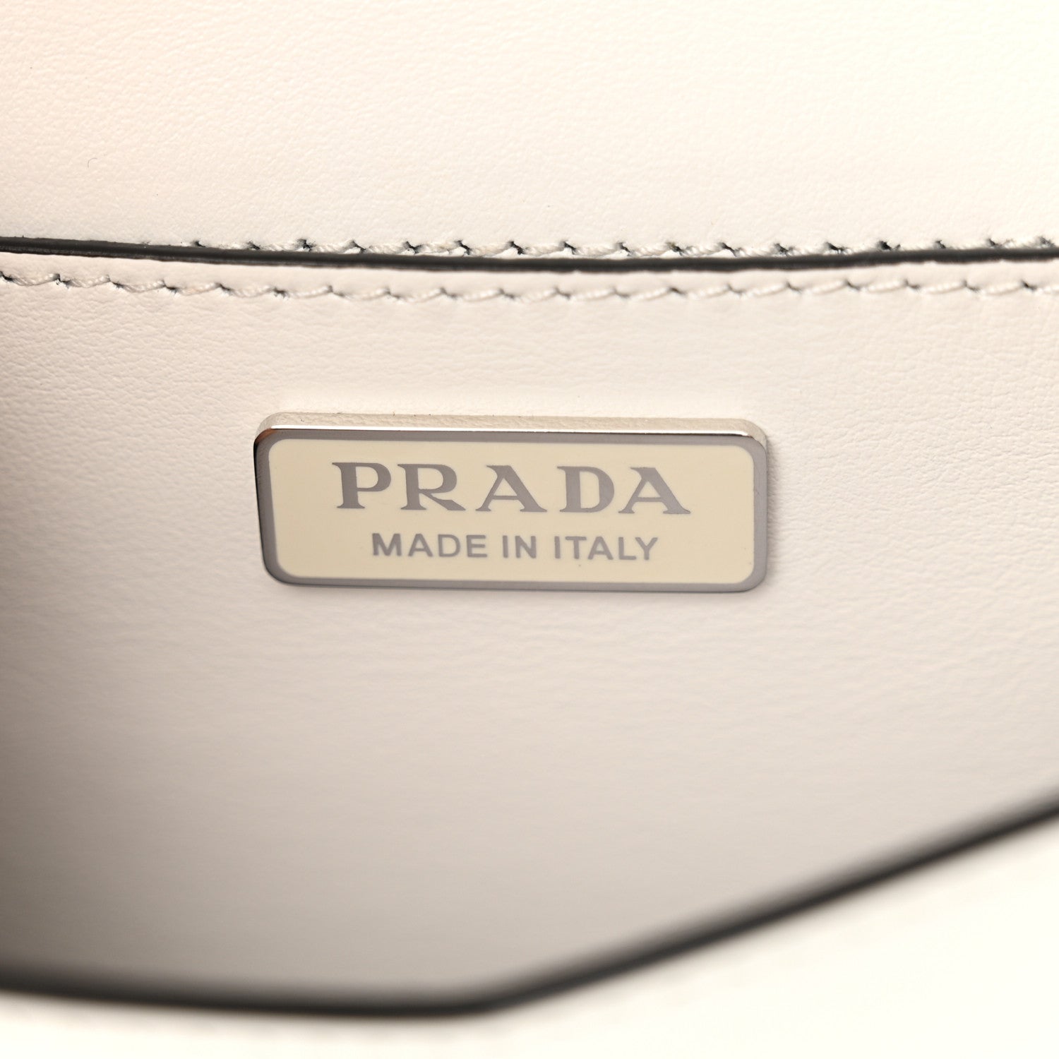 Prada Spazzolato Triangle Logo Plate Flap Chain Crossbody Bag White 6 of 10
