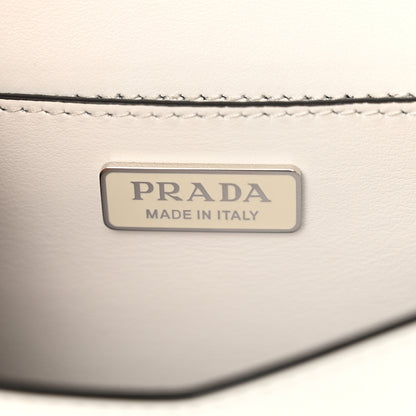 Prada Spazzolato Triangle Logo Plate Flap Chain Crossbody Bag White 6 of 10